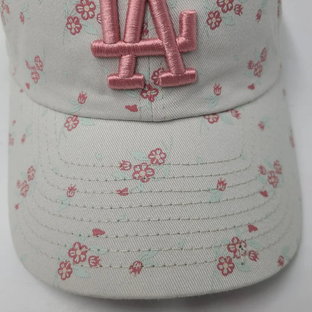 Women Los Angeles Dodgers Hat Strapback New Era Gray Pink Floral All Over Print